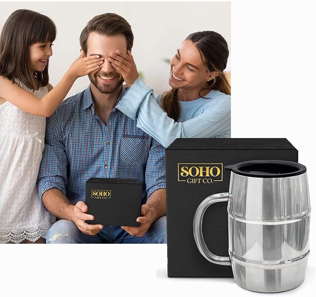 Funny Mug Gift for Men - 17oz Insulated Stainless Steel Beer/Coffee Cup with Handle and Lid for Birthday/Christmas 2023 "Off Duty Until Further Notice (Gift Boxed)