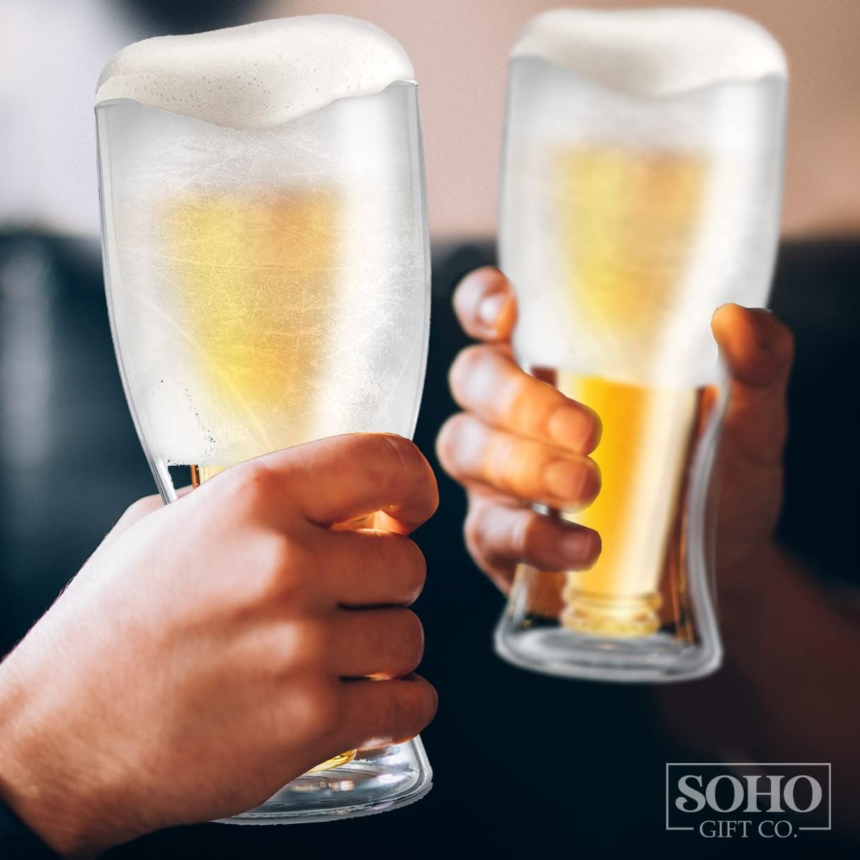 Freezer Beer Glass, Upside Down Beer Bottle Frozen Cup for Ice Cold Drinks (Double Walled Insulated) Great Gift for Beer Lovers (Gift Boxed)