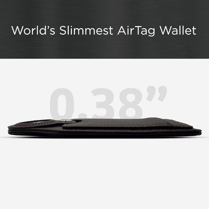 Worlds Slimmest Airtag Wallet for Men, Ultra-Thin Super Slim Profile (Deep Grain) PU Leather Card Holder Compatible with Apple AirTag