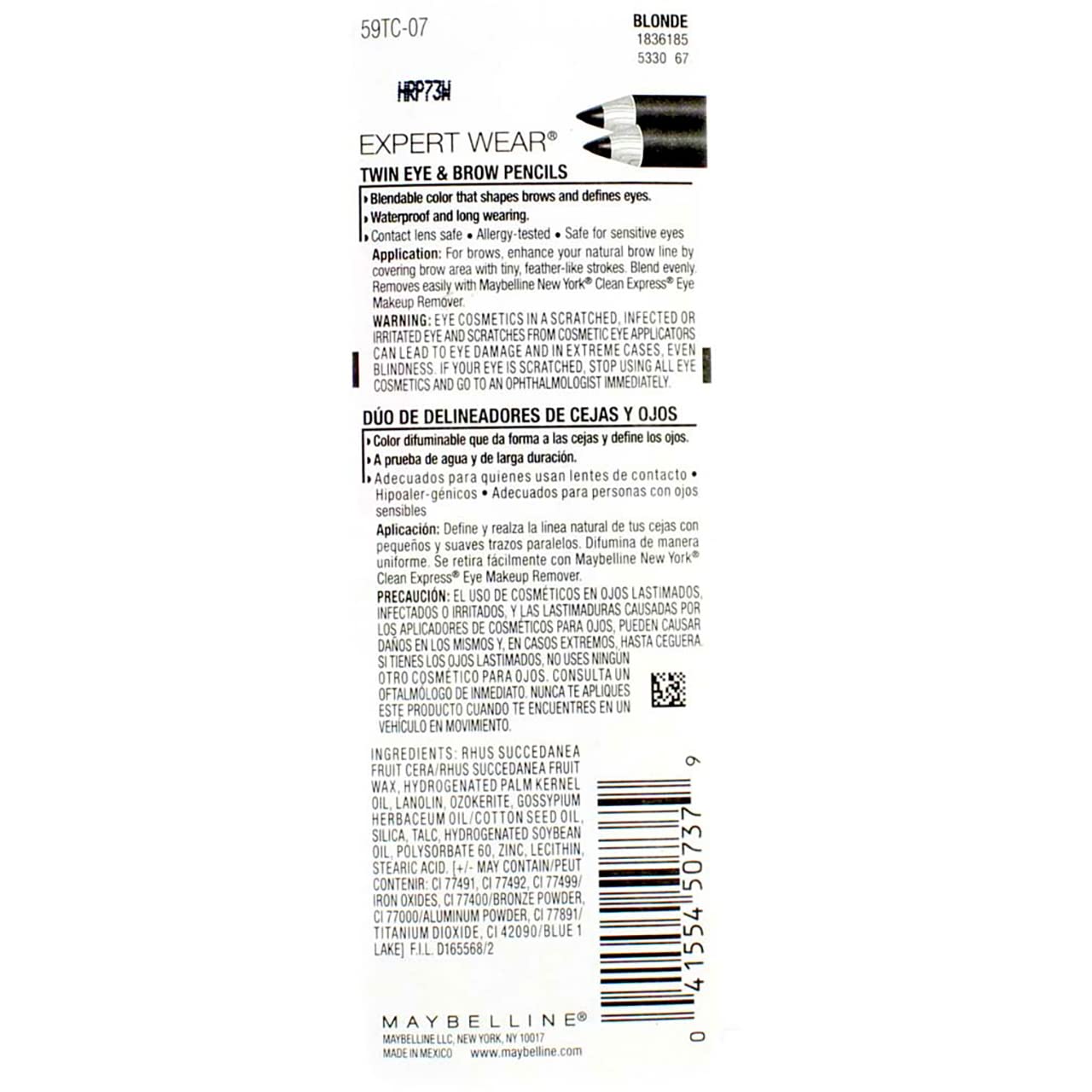 Maybelline Expert Eyes Brow And Eye Pencil, Blonde [107], 0.03 oz (Pack of 4)