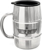 Gift Mug for Dad, Stainless Steel TOP DAD Barrel Cup with Handle and Sip Lid (Hot n' Cold) Double Wall Insulation for Beer & Coffee, 17oz (Gift Boxed for Christmas/Fathers Day)