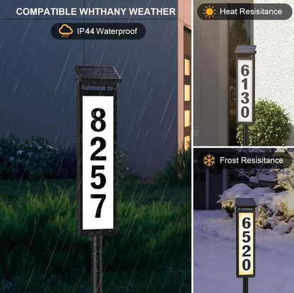 Solar Lighted House Address Sign – LED Illuminated Outdoor Plaque with Ground Stake for Yard, Garden & Home