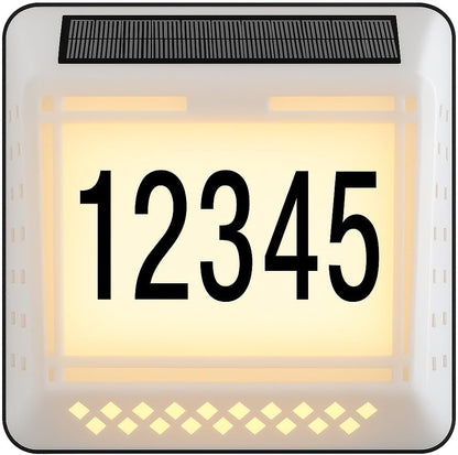 Solar LED Address Sign – Waterproof House Number Plaque, Customizable Numbers & Letters, Auto Dusk-to-Dawn Light, 8.1 x 6.9 Inches