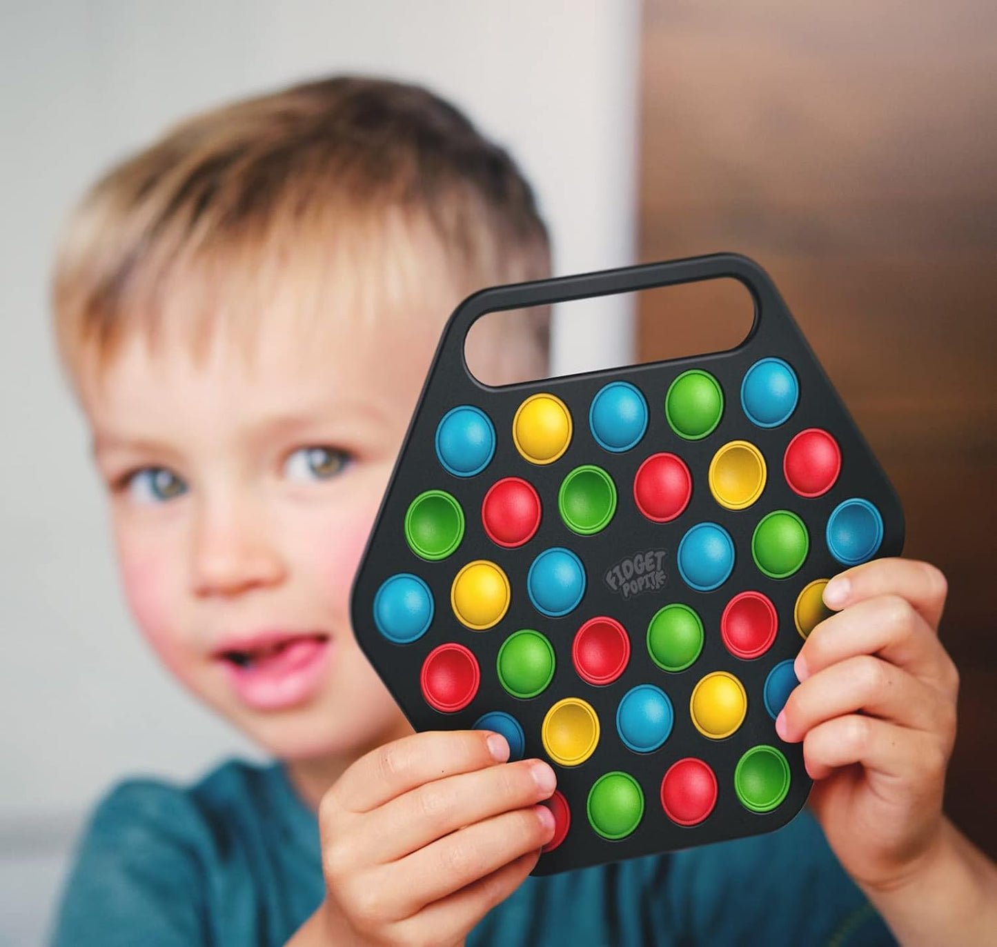 Hard Shell Pop it Fidget Toy Board with Carrying Handle for Adults & Kids