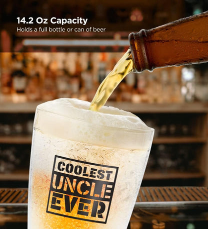 Freezer Cup Golfing Gift for - Freezable Ice-Gel Chiller Mug for Beer/Iced Cold Drinks - Insulated 14oz Frozen Drinking Glass for Men who Golf (Gift Boxed)