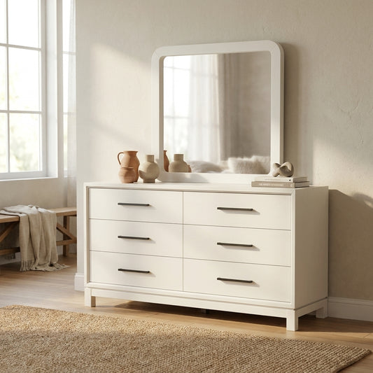 Nova 6-Drawer Dresser and Mirror Set with Bronze Hardware