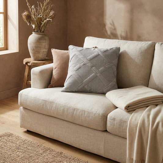 Cotton Geometric Diamond Quilted Cushion Cover & Euro Sham