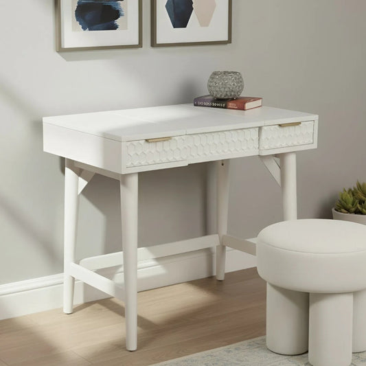 White Pearl Bedroom Vanity Desk