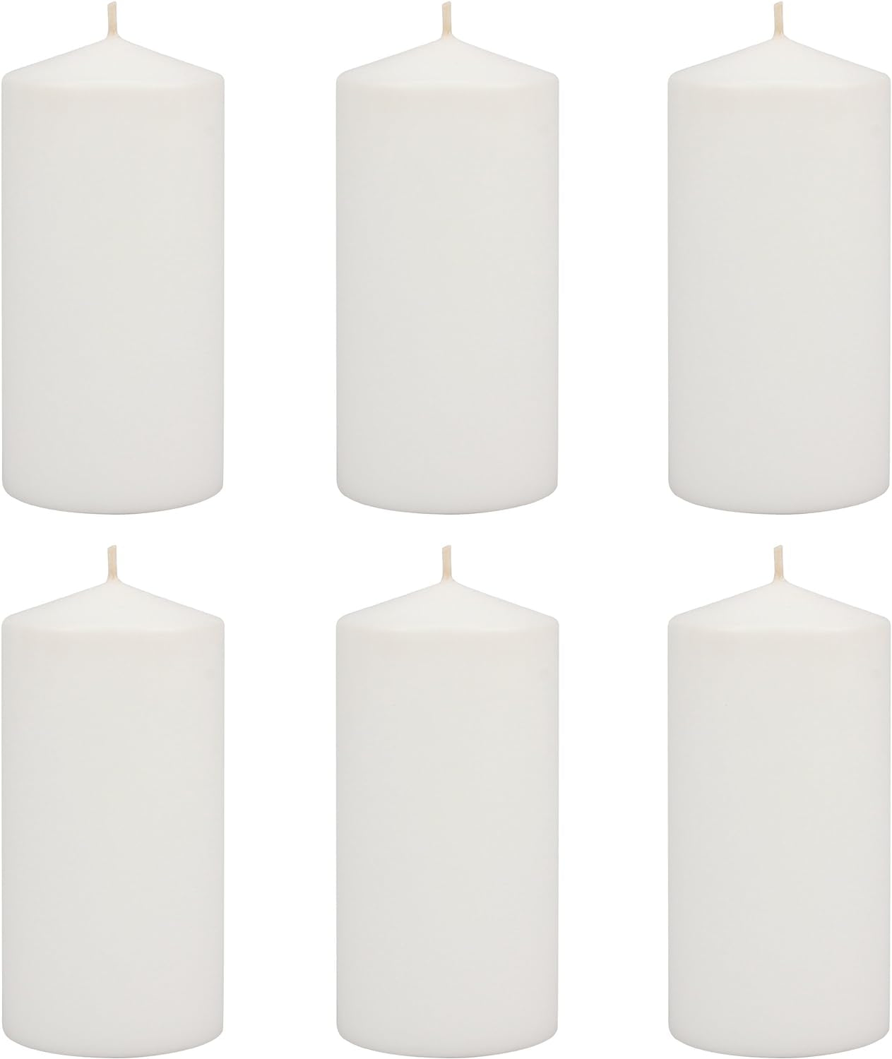 Tall 3X6 Inch Unscented Pillar Candles,White, 6 Count