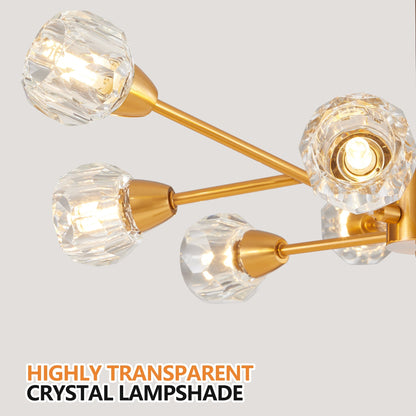 28" Modern Crystal Chandelier with 9 Lights - Golden