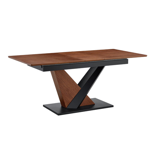 Dark Walnut Dining Table with Cross Geometric Legs - Scratch Resistant