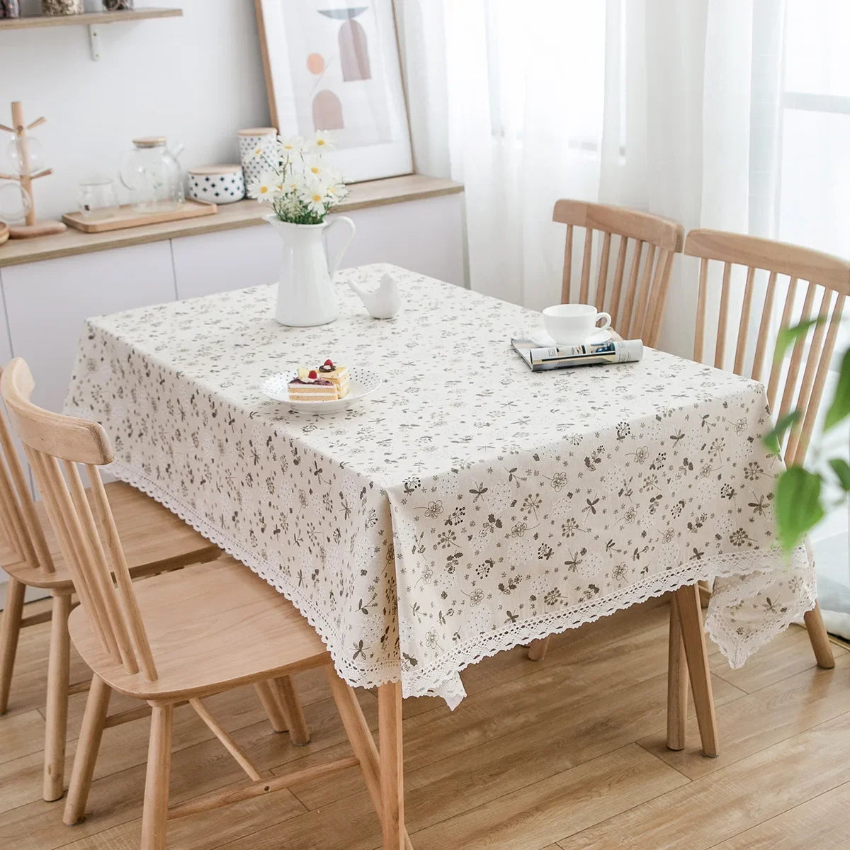 Pastoral Red and White Plaid Tablecloth Linen Cotton Square Coffee Table Cloth Rectangular Picnic Tablecloth Tableware for Home