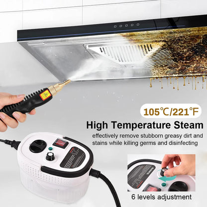 2500W High-Pressure Handheld Steam Cleaner - High Temperature, Multi-Use for Home, Kitchen, Bathroom, and Car Cleaning