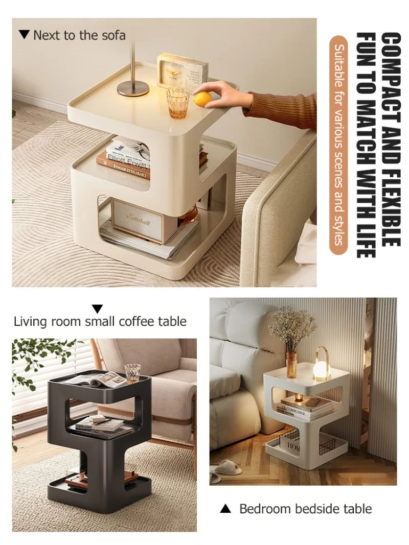 Modern Side Table with Storage Rack