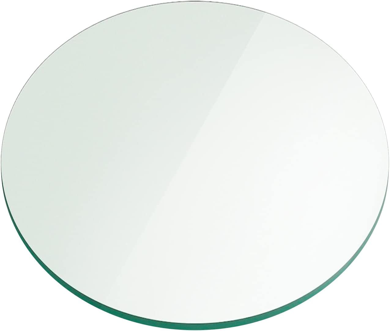 42" Inch round 1/2 Inch Thick Tempered Flat Polished Edge Glass Table Top, 42 INCH, Clear