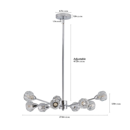 28" Modern Crystal Chandelier with 9 Lights - Chrome