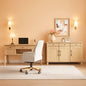 56 Inch Oak Executive Desk With Integrated Charging System