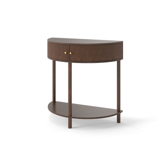 Demi Lune Console Table with 2 Storage Drawers - White, Dark Gray, Dark Brown