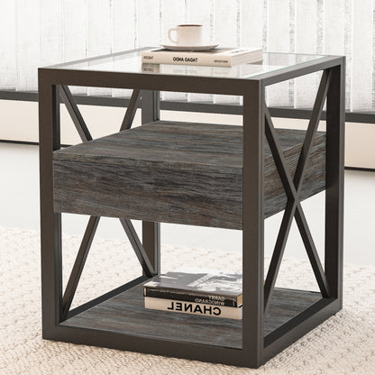 Modern End Tables with Drawer - Set of 2 Nightstands