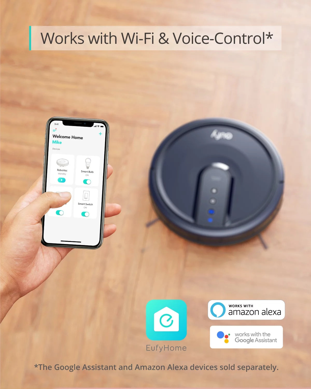 25C Wi-Fi Connected Robot Vacuum, Great for Picking up Pet Hairs, Quiet, Slim