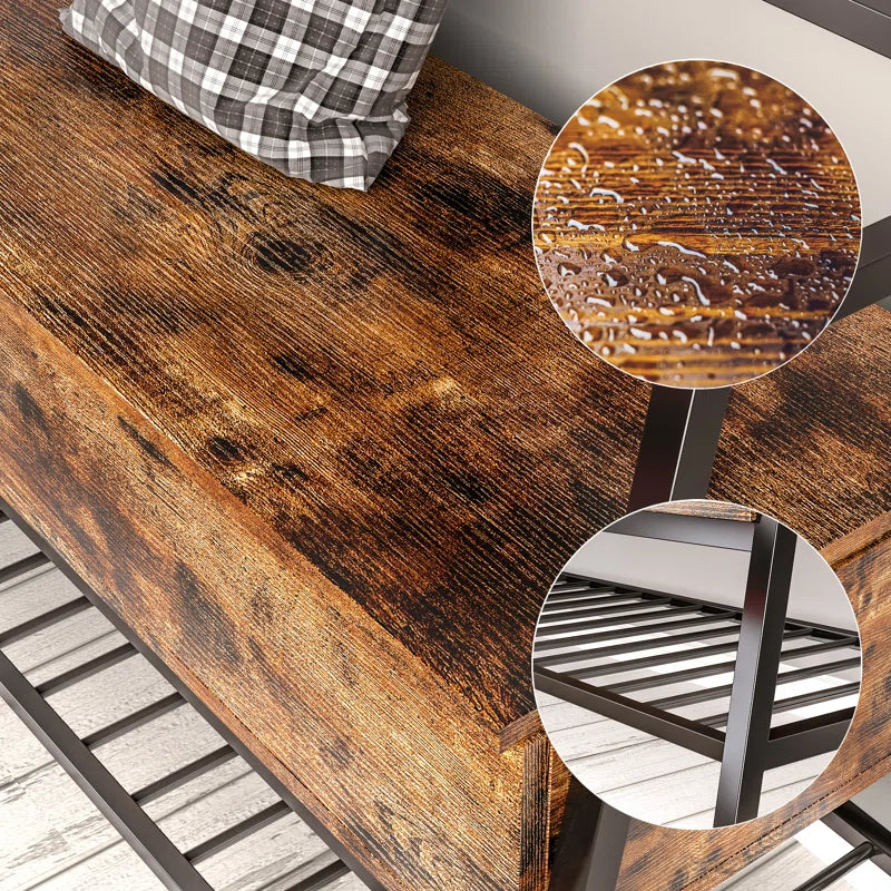Chiharu Entryway Storage Bench with Metal Legs – Industrial Style Shoe Bench with Storage