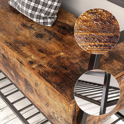 Chiharu Entryway Storage Bench with Metal Legs – Industrial Style Shoe Bench with Storage