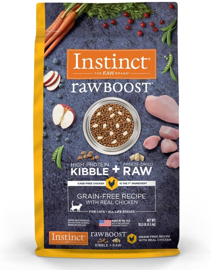 Instinct Raw Boost Natural Dry Cat Food, Grain-Free with Real Chicken, Freeze-Dried Raw Pieces - 10 lb Bag