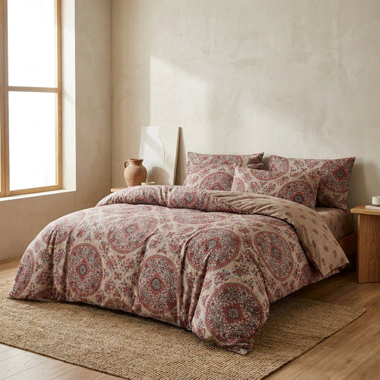 Microfiber Reversible Duvet Cover: Bohemian Medallion & Paisley
