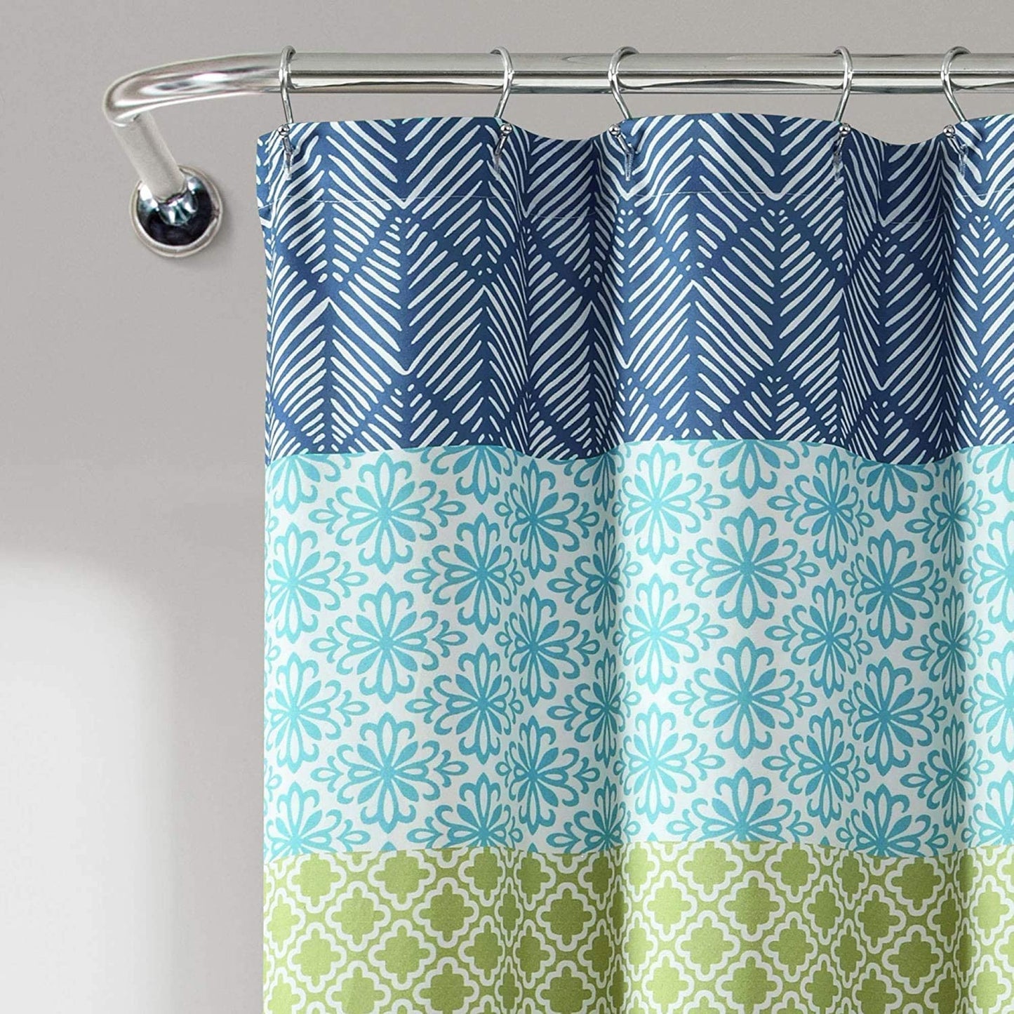 Bohemian Stripe Shower Curtain, 72" W X 72" L, Blue & Green - Boho Shower Curtain - Colorful Striped Bathroom Curtain - Maximalist & Boho Bathroom Decor
