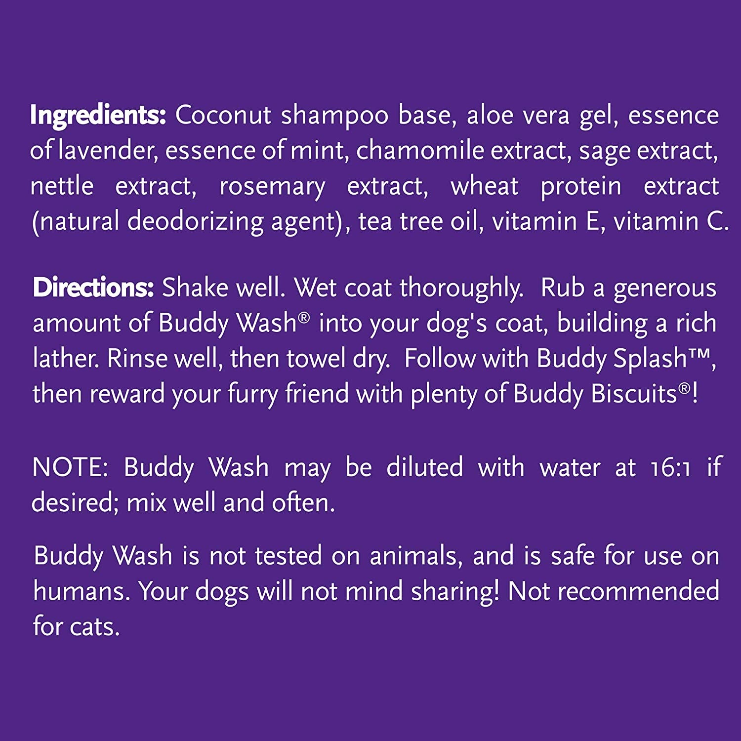 Buddy Wash 2-In-1 Dog Shampoo and Conditioner for Dog Grooming, Lavender & Mint, 1 Gal. Bottle