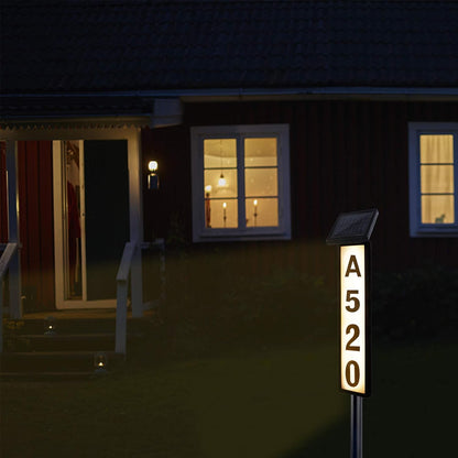 Solar Lighted House Address Sign – LED Illuminated Outdoor Plaque with Ground Stake for Yard, Garden & Home