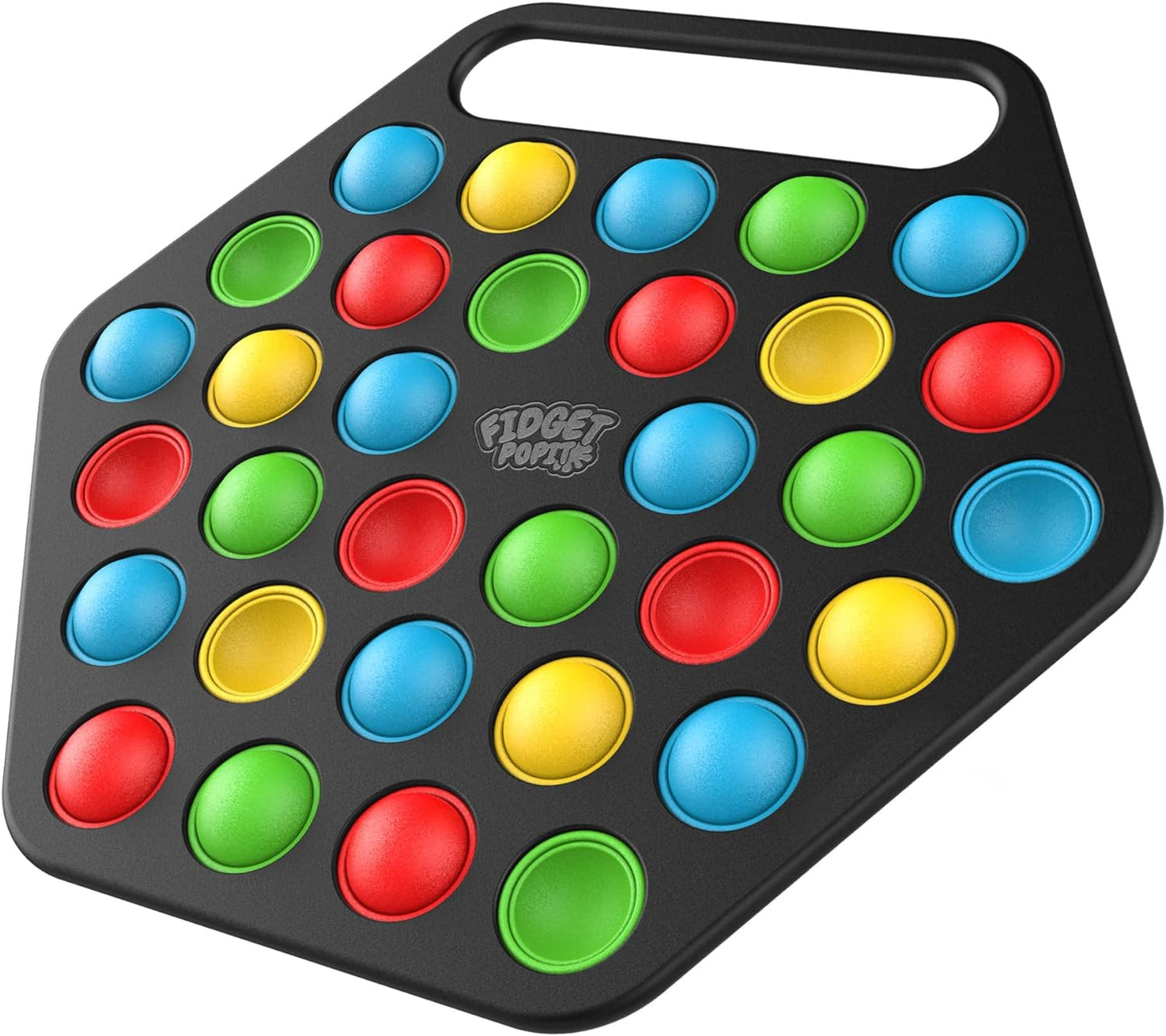 Hard Shell Pop it Fidget Toy Board with Carrying Handle for Adults & Kids