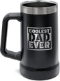 Unique Gift for Dad - XL Stainless Steel Insulated Tumbler Cup with Handle (24oz) Beer Mug for Hot/Cold Drinks, Gift Idea for Christmas Birthday Fathers Day Coolest Dad Ever (Gift-Boxed)