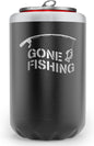 Fishing Beer Can Holder - Double Wall Vacuum Insulated Can Cooler, Powder Coated Stainless Steel "Gone Fishing"
