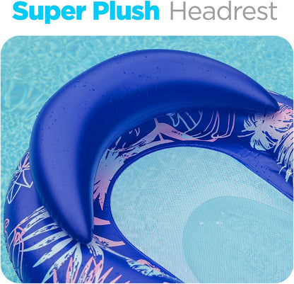 Pool Floaties Adult Size, Heavy Duty Raft Water Lounger Recliner Inflatable Float for Swimming Pool