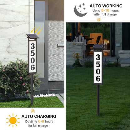 Solar Lighted House Address Sign – LED Illuminated Outdoor Plaque with Ground Stake for Yard, Garden & Home
