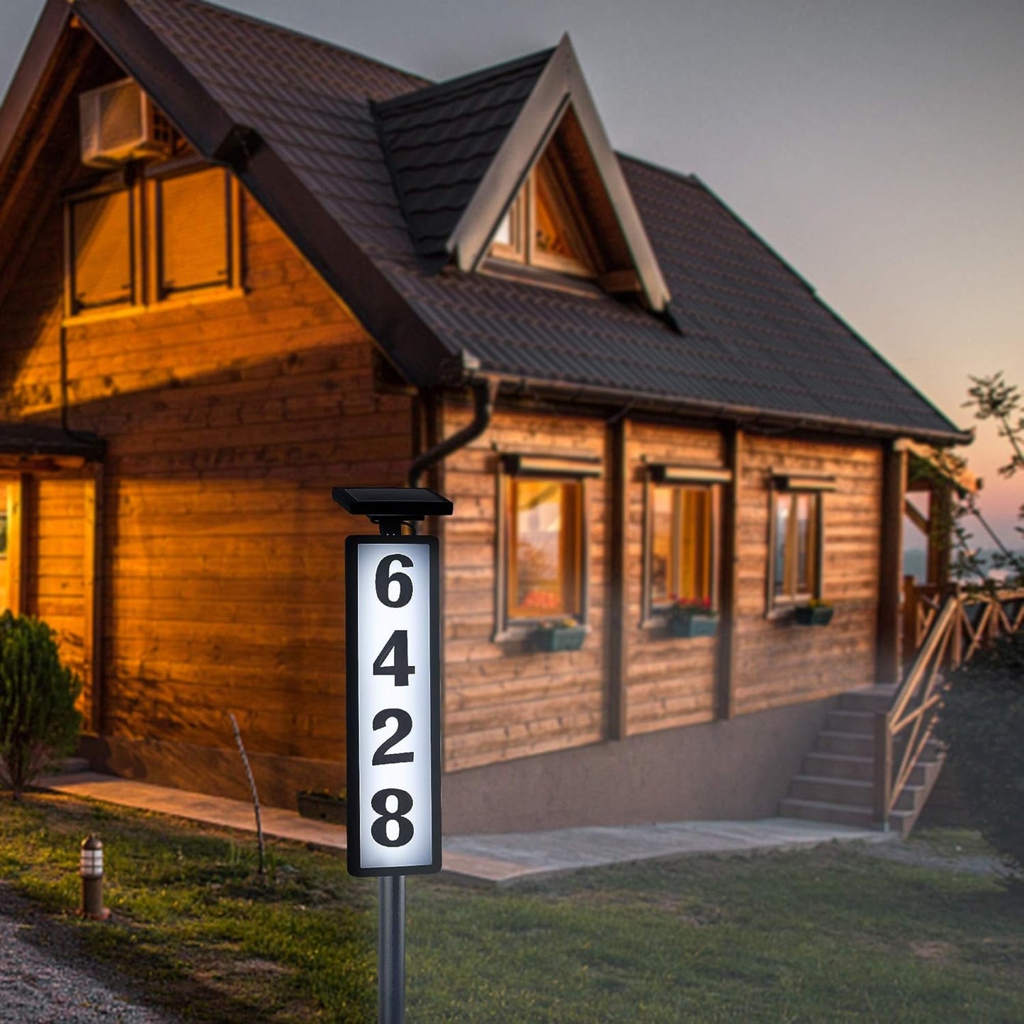 Solar Lighted House Address Sign – LED Illuminated Outdoor Plaque with Ground Stake for Yard, Garden & Home