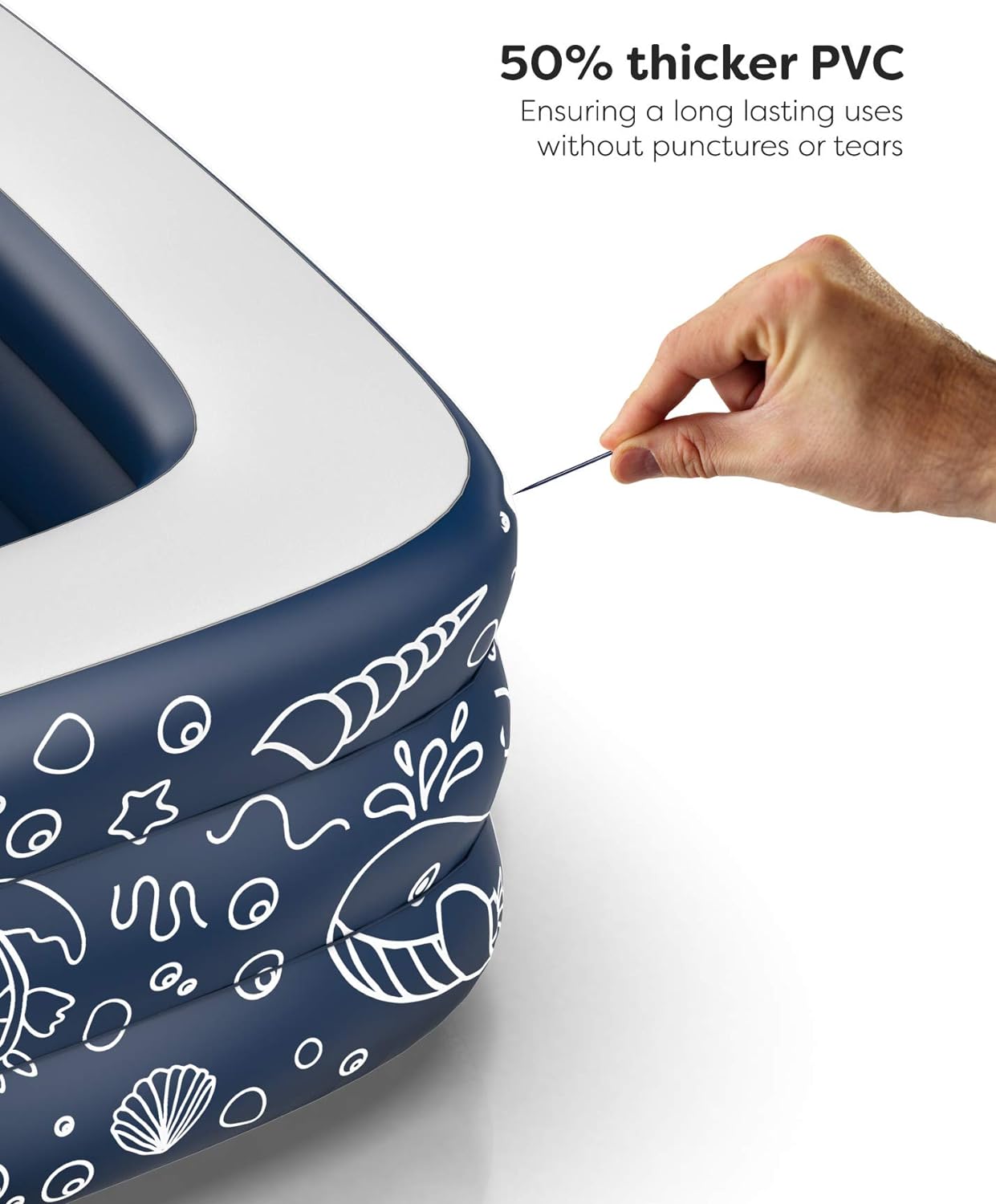 Inflatable Swimming Pool XL for Kids/Adults/Family, Dark Blue (Large 10'x6' Ft / 22" Inches Deep)