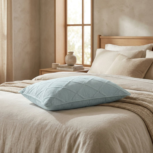 Tache Cotton Seafoam Blue Soothing Pastel Diamond Pillow Sham (JHW-856)