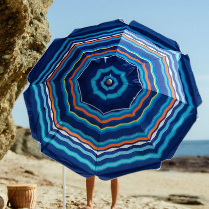 7Ft Heavy Duty High Wind Beach Umbrella Parasols with Sand Anchor & Tilt Sun Shelter, UV 50+ Protection Outdoor Sunshade Umbrellas Carry Bag for Patio Garden Pool Backyard Multicolor