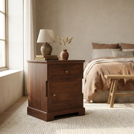 Manufactured Wood and Laminate Charleston Nightstand with Walnut