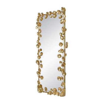 Full Length Floor Mirror with Gold Leaf Accents - Gold