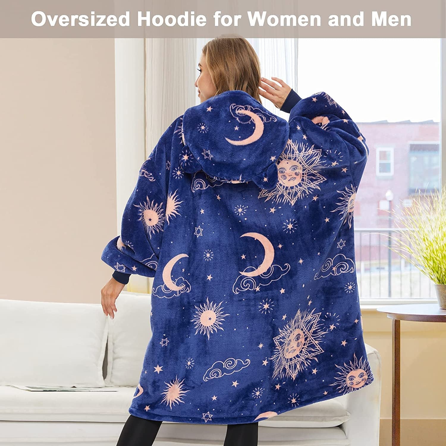 Wearable Blanket Hoodie, Oversized Sherpa Blanket Sweatshirt for Adults Women Men Kids, Cozy, Warm and Fuzzy Hooded Blanket, One Size Fits All