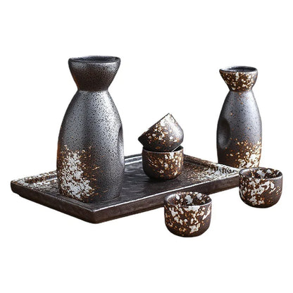 Elegant Ceramic Sake Cup Set with Decanter - Eco-Friendly Drinkware for Wine, Liquor & Beer - Home Bar & Brewing Essentials