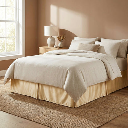 Tache Satin Gold Caramel Latte Tailored Platform 14" Bed Skirt Dust Ruffle (BM4578)