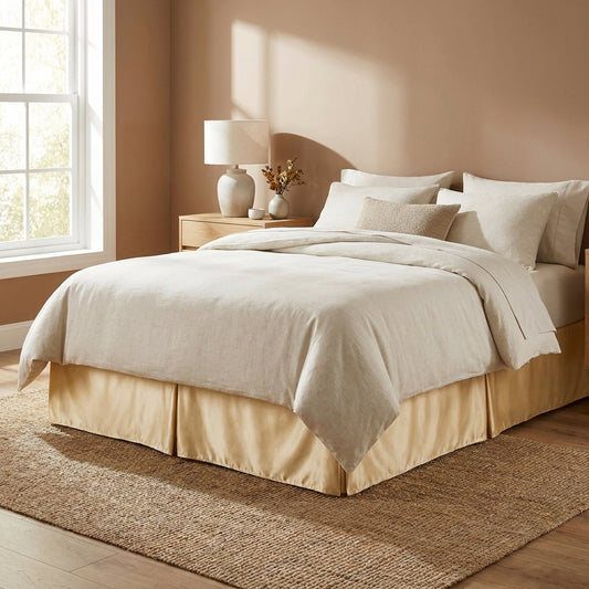 Tache Satin Gold Caramel Latte Tailored Platform 14" Bed Skirt Dust Ruffle (BM4578)