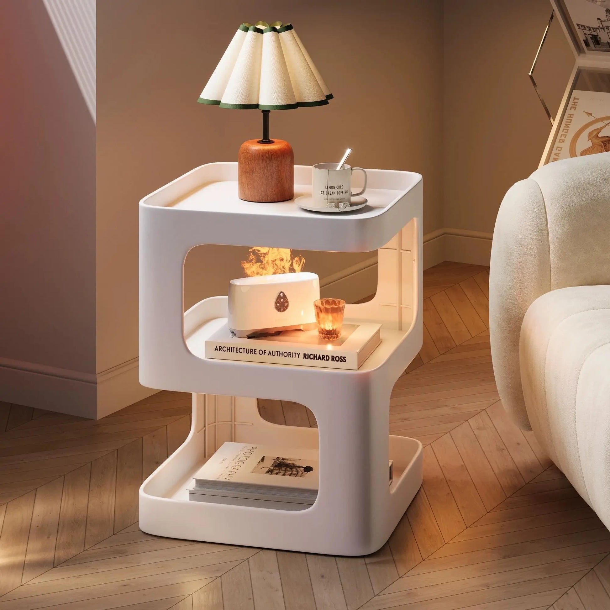 Modern Side Table with Storage Rack