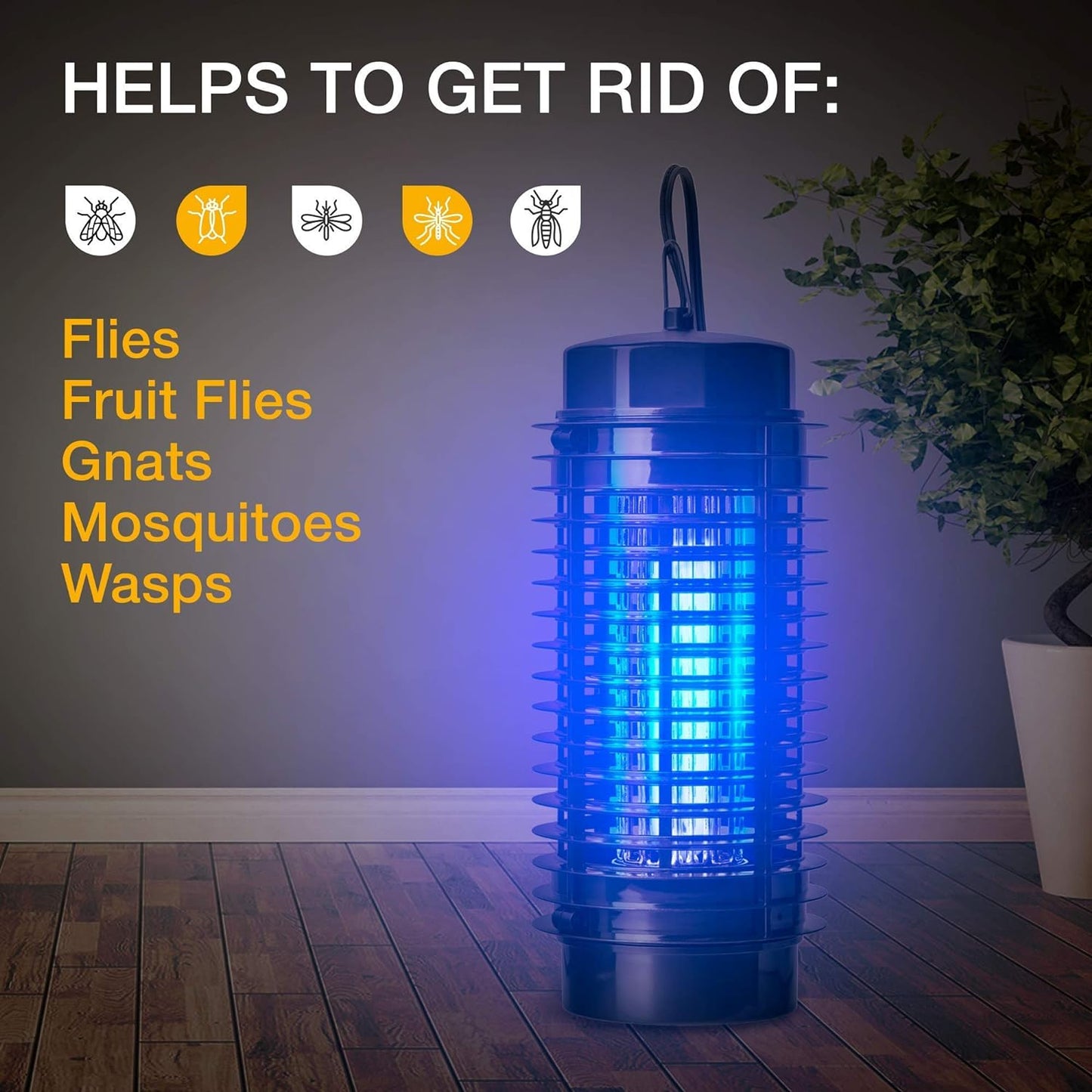 Indoor Bug Zapper - 1000V Fly, Fruit Fly, Gnat, and Mosquito Killer Lamp for Home