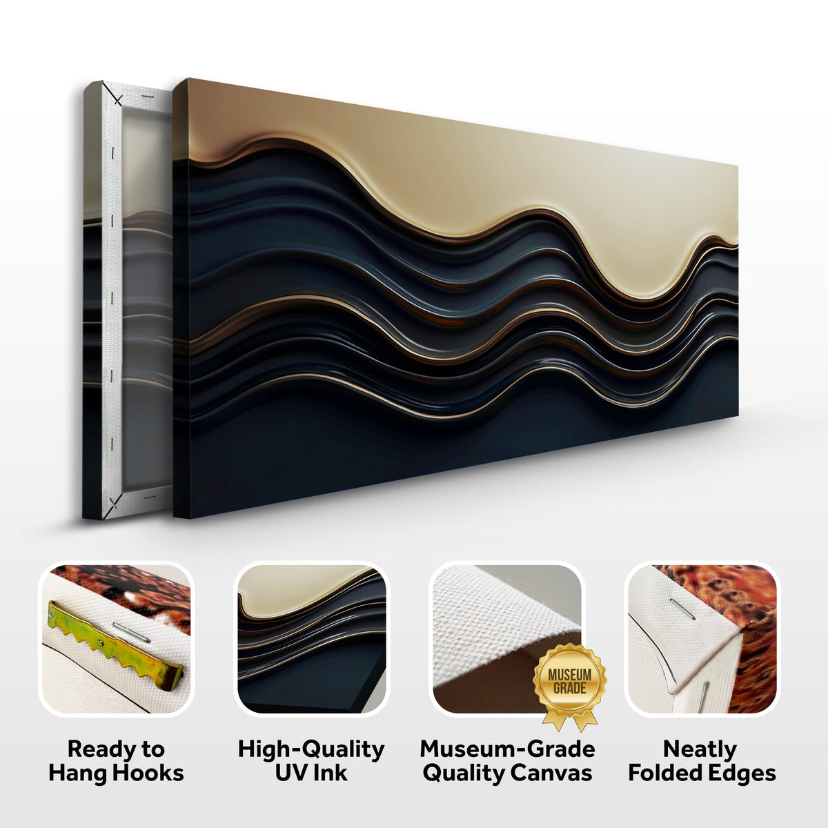 Black and Gold Minimalist Abstract Wall Art III
