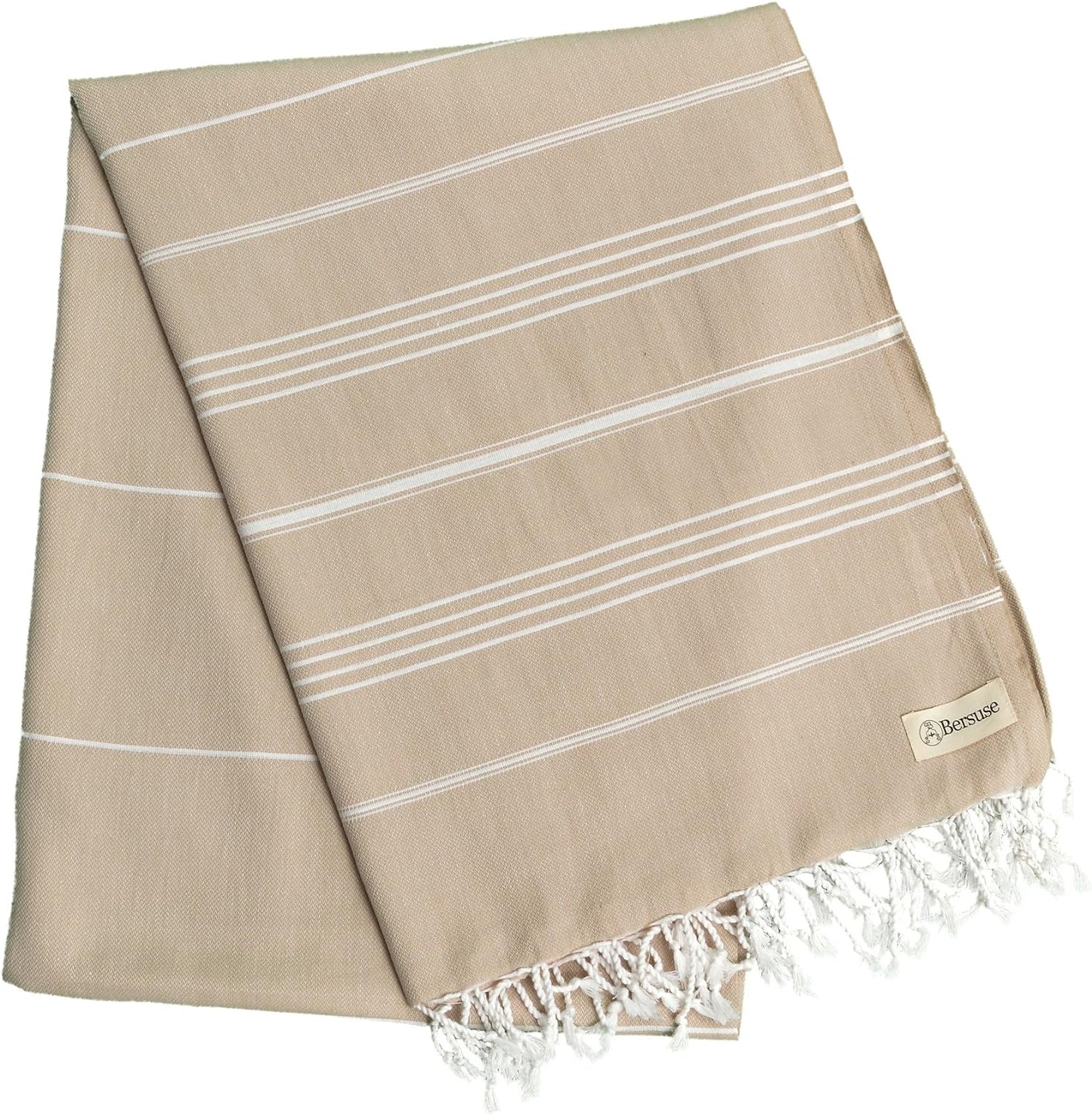 100% Cotton - Anatolia XL Throw Blanket Turkish Towel - 61 X 82 Inches, Beige